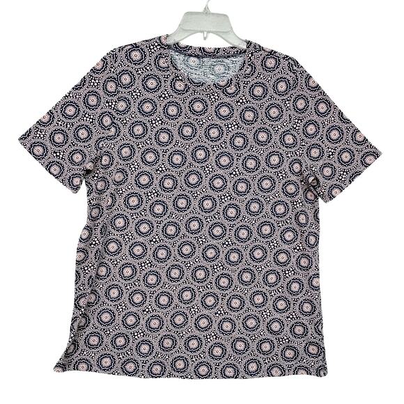 Lane Bryant Perfect Sleeve Crew Neck Tee Size 10/12 Navy Geo Print - Picture 2 of 7